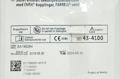 Halyard 43-4100 Farrel Valve Closed Enteral Decompression System